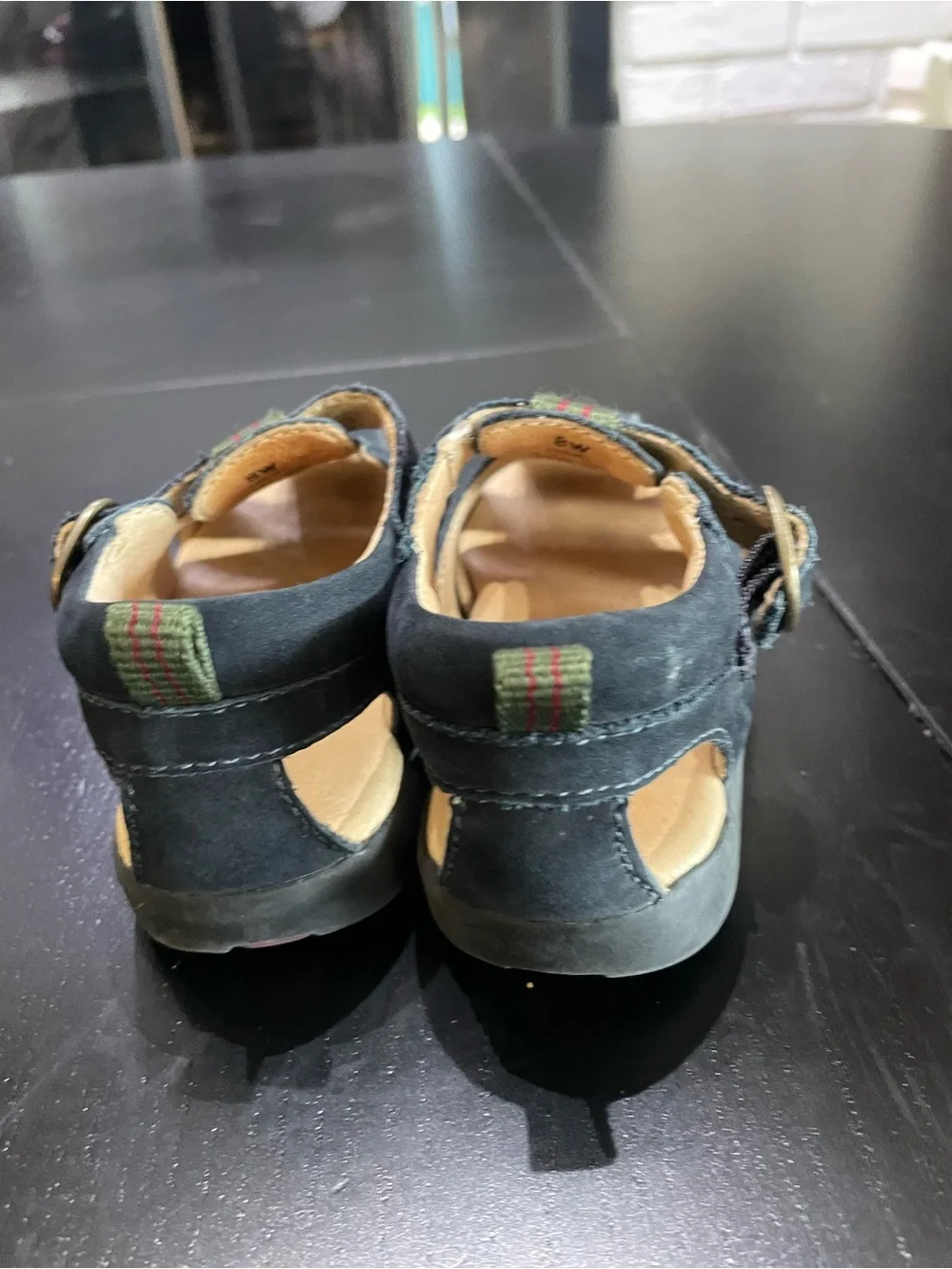Stride rite Kids Navy suede Sandals Adj Strap walkers fisherman shoes sz 8W